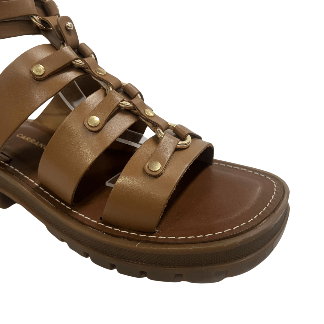Sandália Carrano Feminina Gladiadora Camel Couro Marrom 3