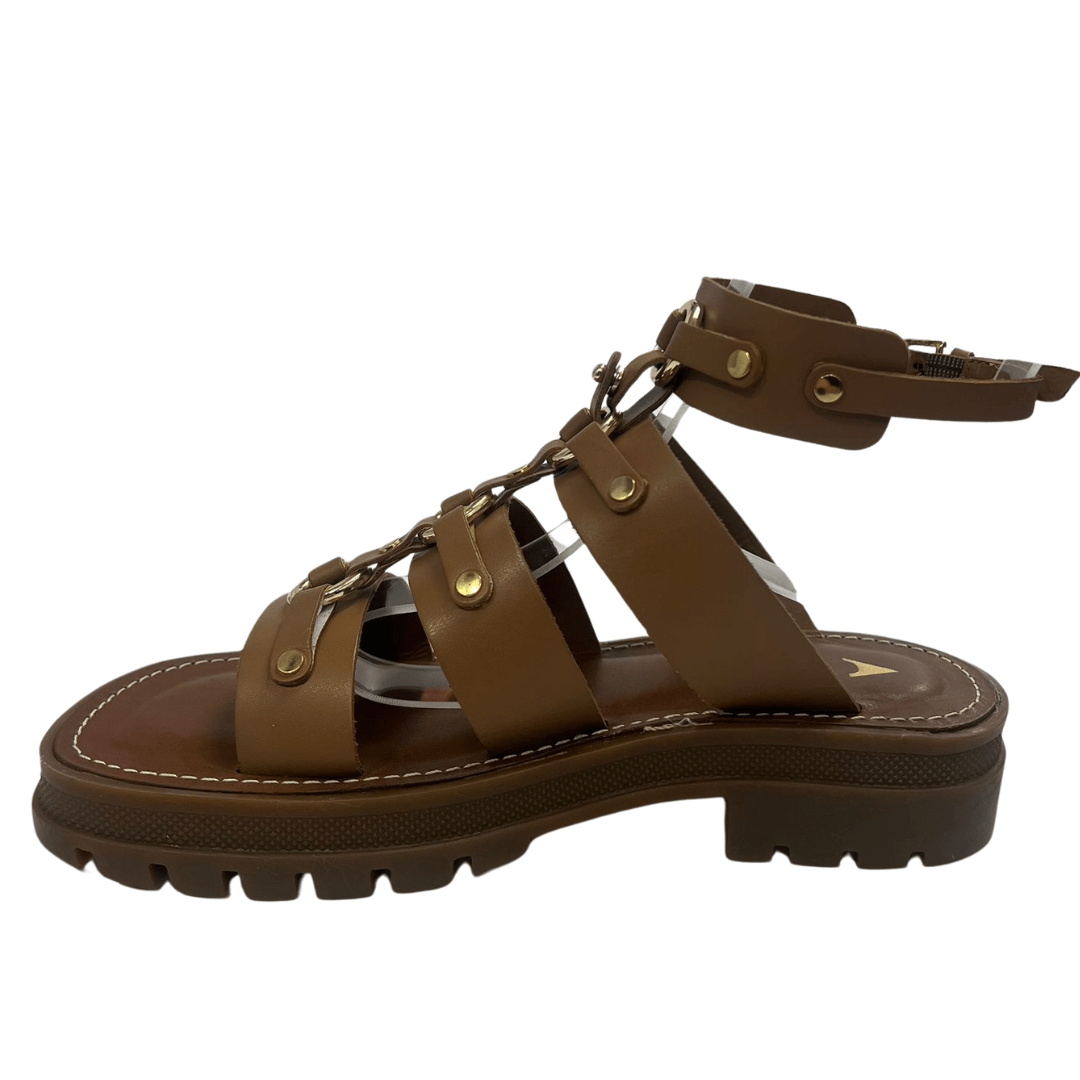Sandália Carrano Feminina Gladiadora Camel Couro Marrom 6