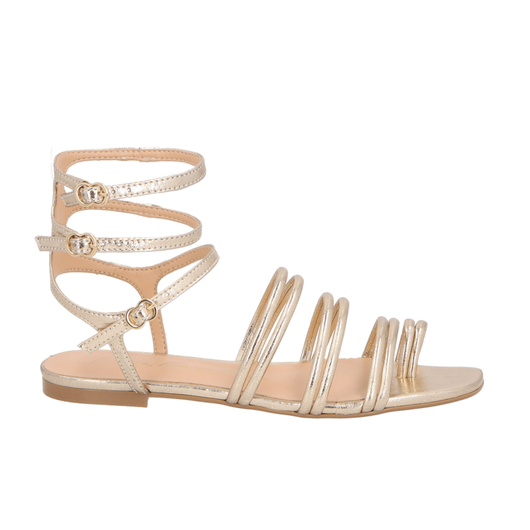 Sandália Rasteira Luiza Barcelos Feminina Dourada Metalizada