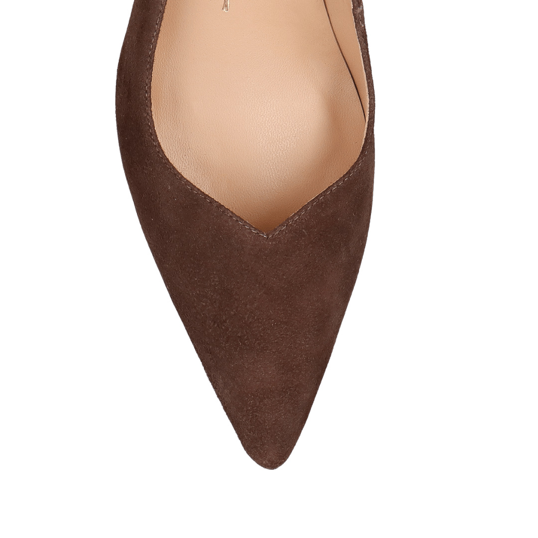 Scarpin Luiza Barcelos Feminino Salto Anabela Coffee Couro Camurça Marrom 2