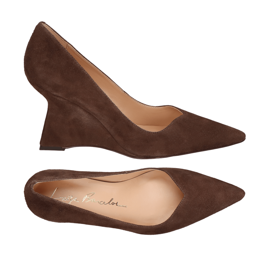 Scarpin Luiza Barcelos Feminino Salto Anabela Coffee Couro Camurça Marrom 3