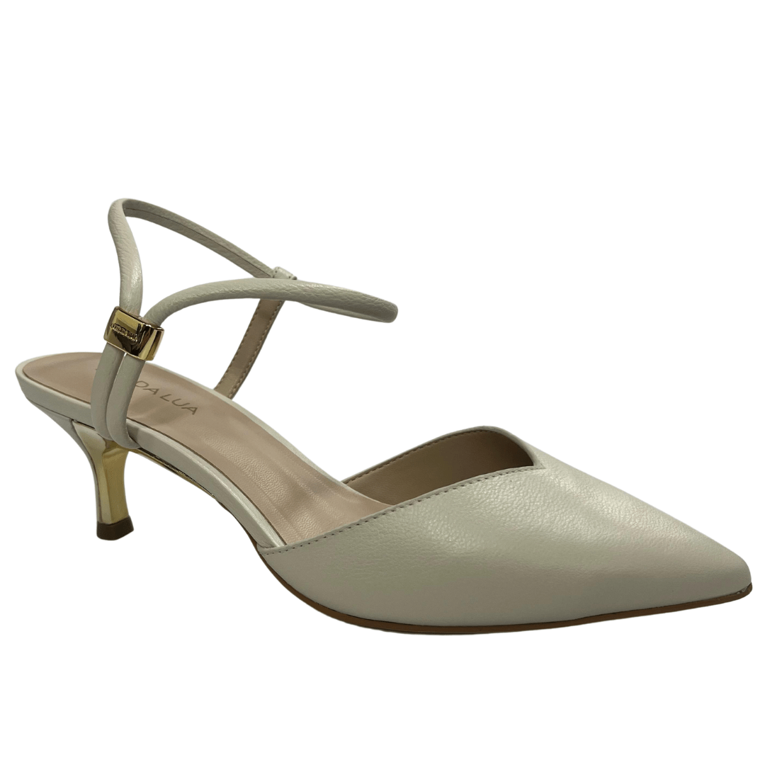Scarpin Luz da Lua Slingback Feminino Panna Couro Tramado