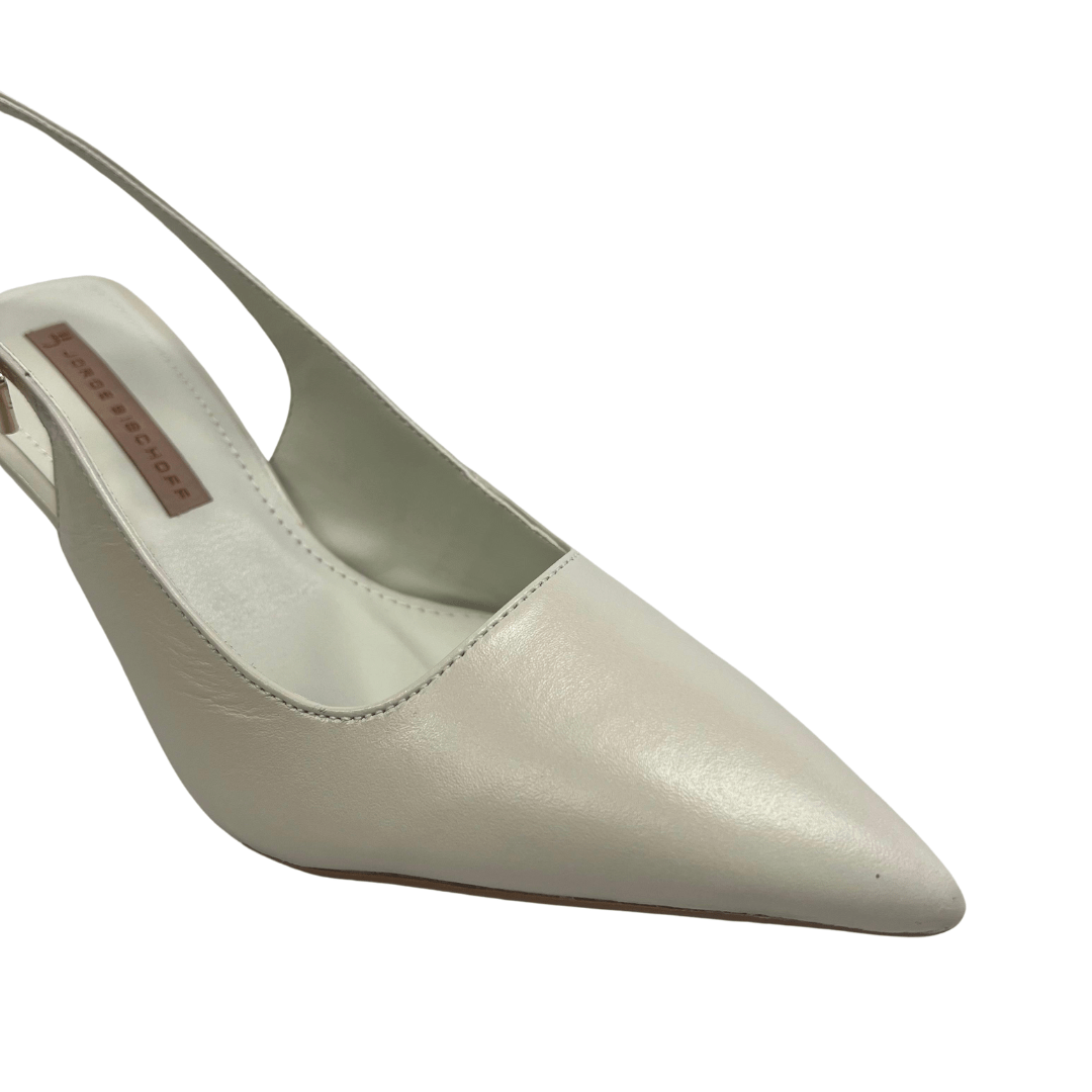 Slingback Jorge Bischoff Feminino Salto Fino Branco Couro Branco 3
