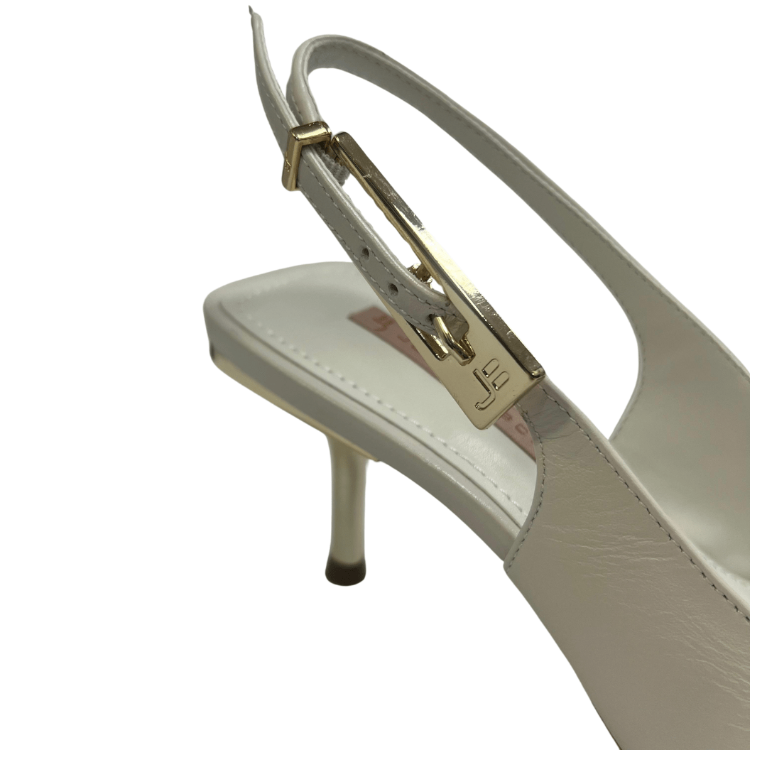 Slingback Jorge Bischoff Feminino Salto Fino Branco Couro Branco 4