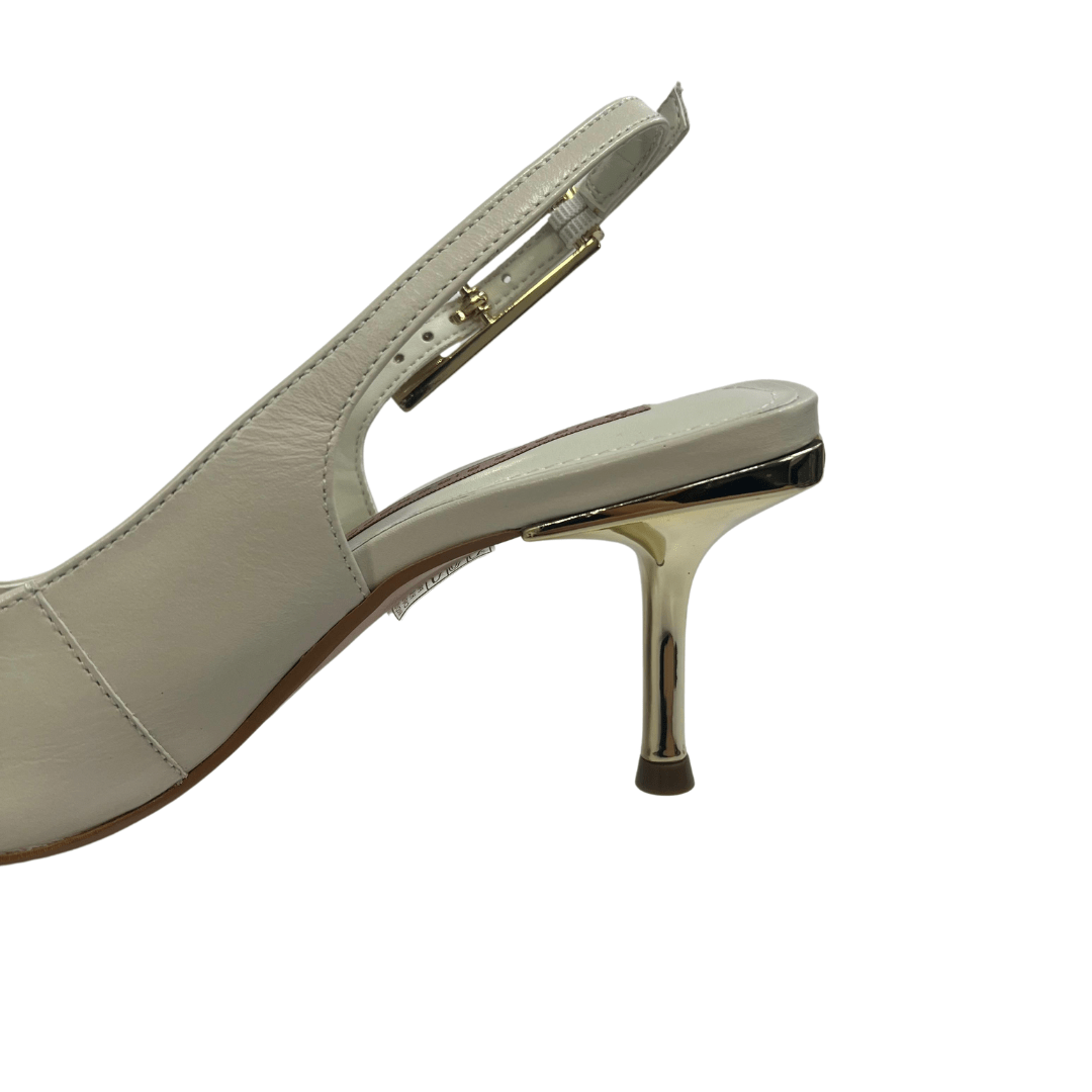Slingback Jorge Bischoff Feminino Salto Fino Branco Couro Branco 5