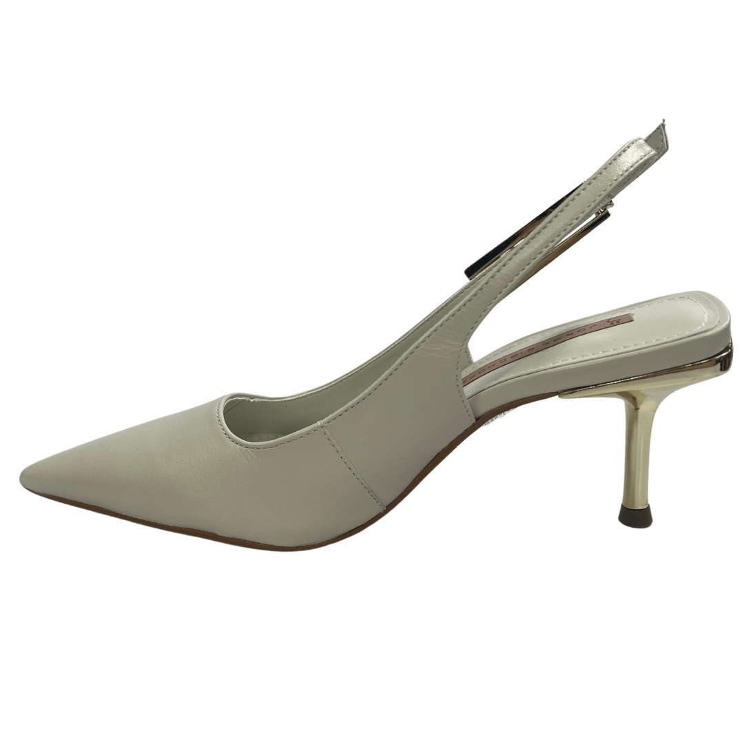 Slingback Jorge Bischoff Feminino Salto Fino Branco Couro Branco 6
