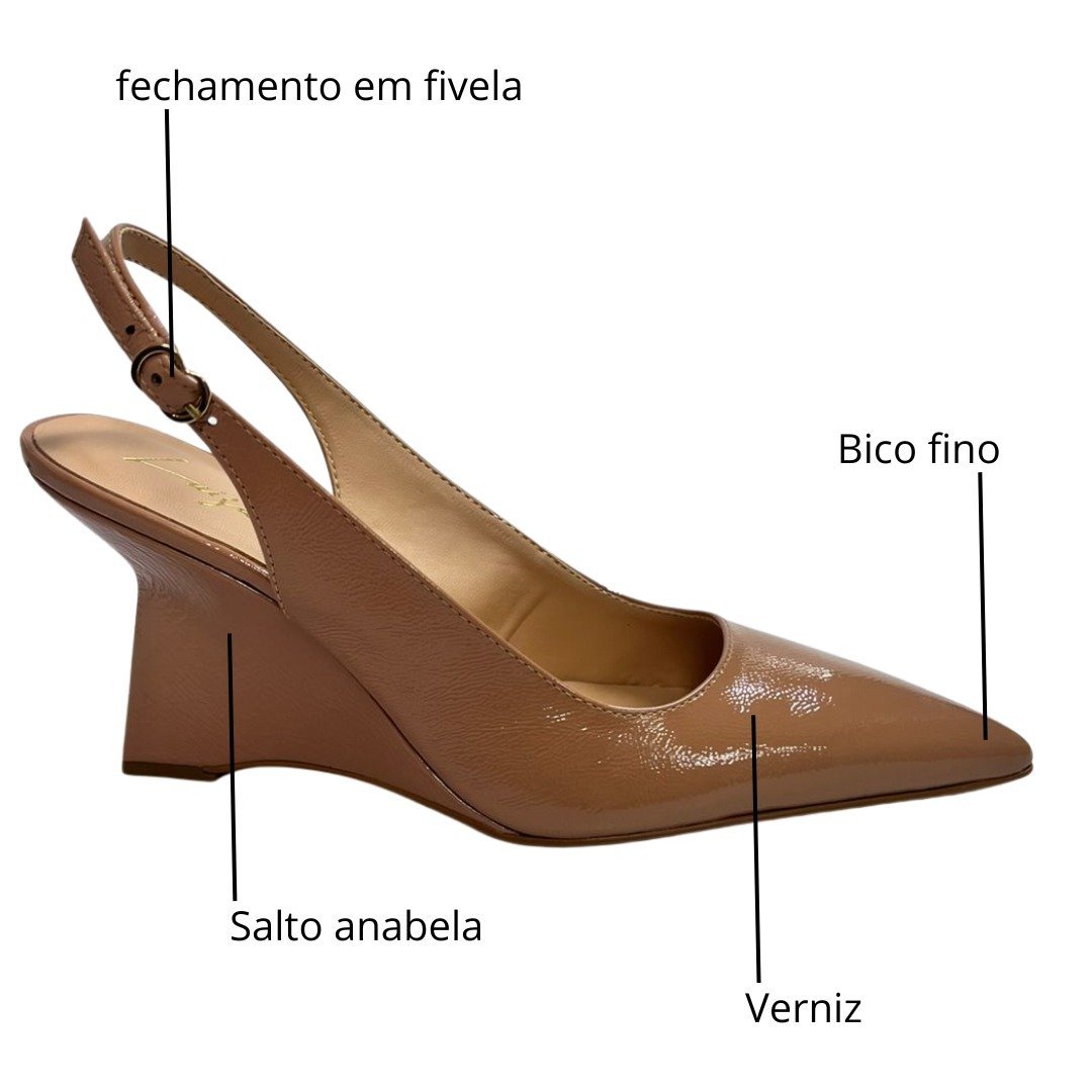 Slingback Luiza Barcelos Feminino Blush Couro Verniz Marrom 2