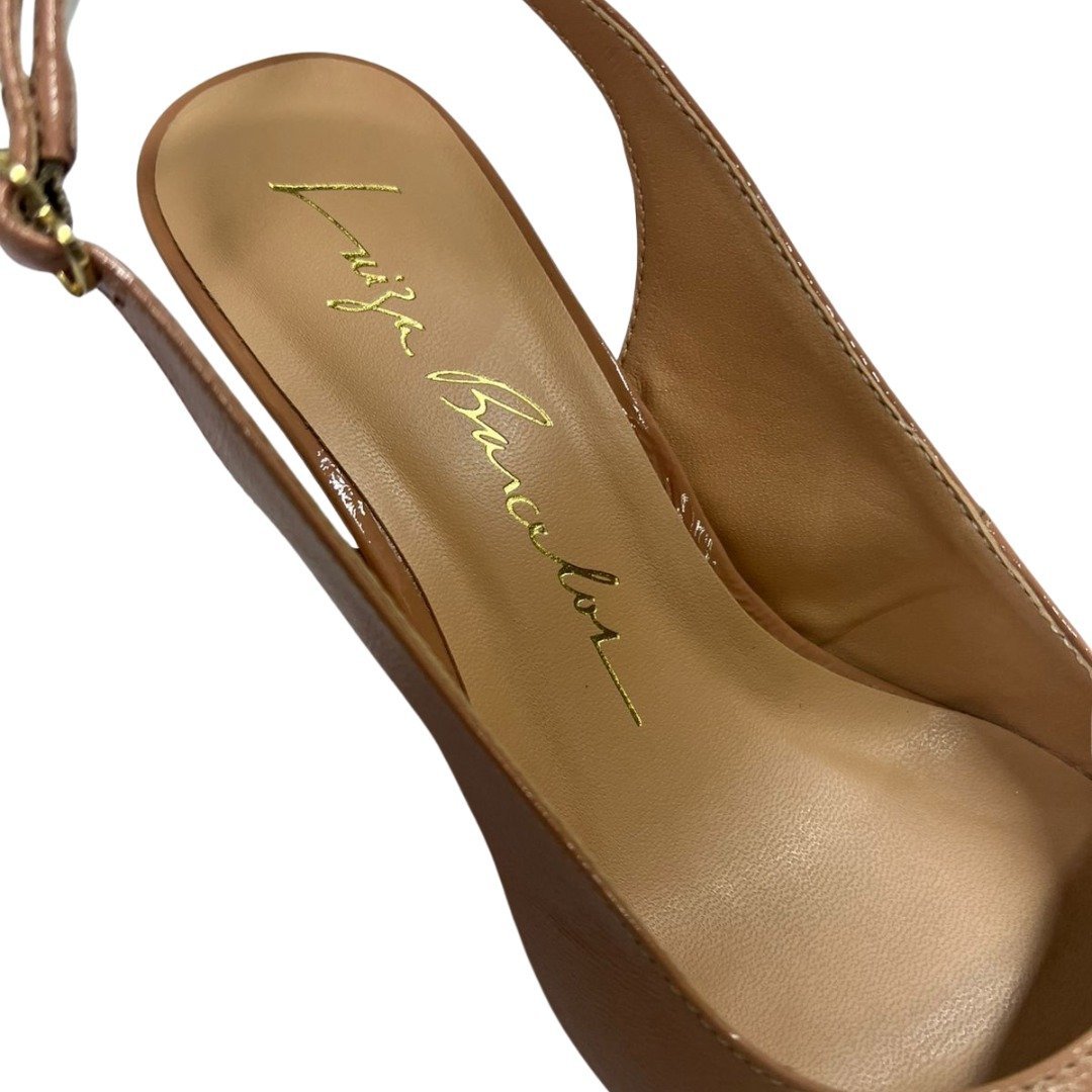Slingback Luiza Barcelos Feminino Blush Couro Verniz Marrom 3