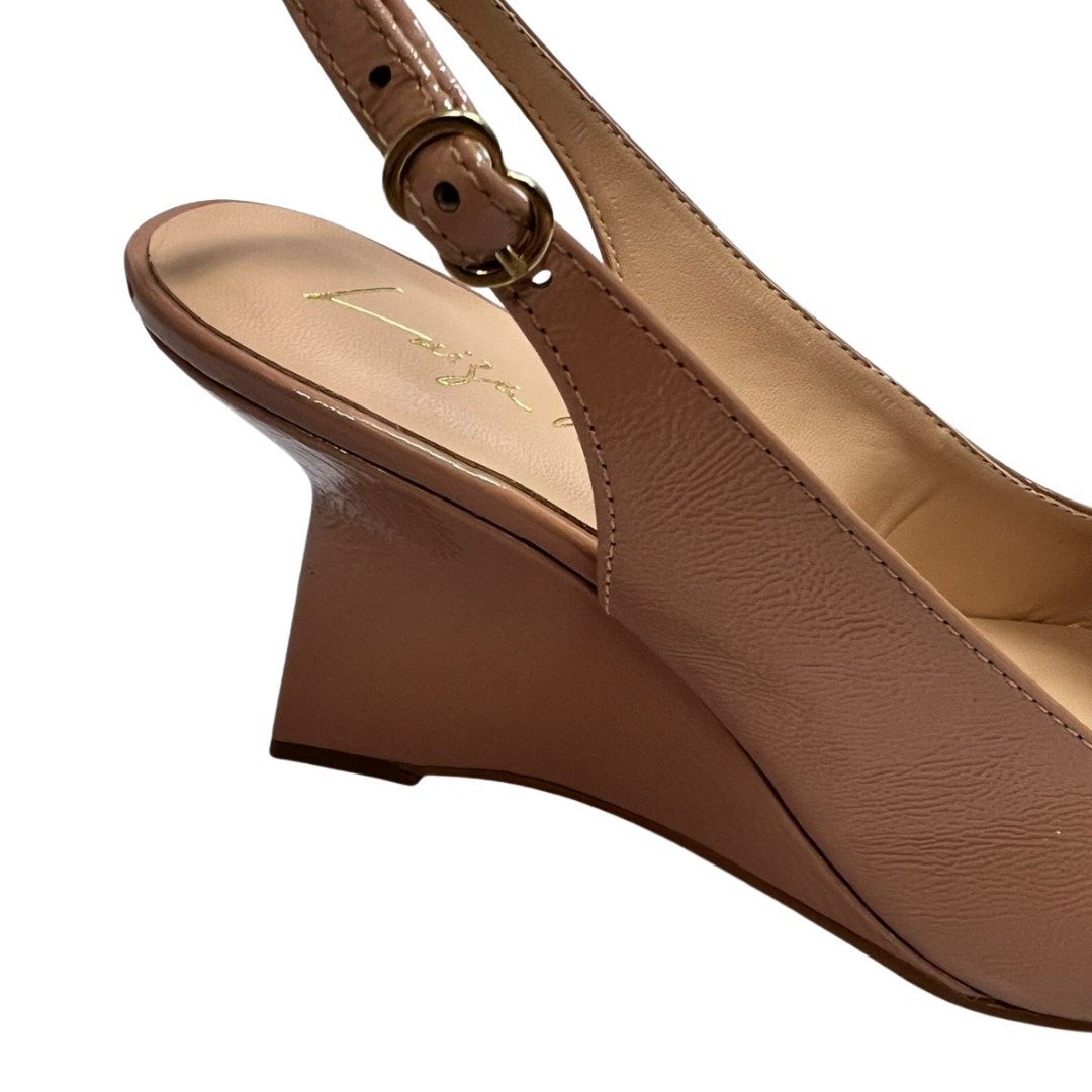 Slingback Luiza Barcelos Feminino Blush Couro Verniz Marrom 4