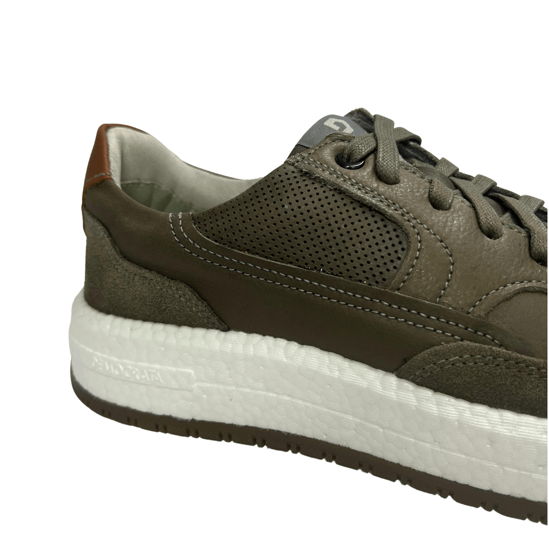 Sapatênis Democrata Masculino Denim Drake Grafite Pulse Couro Marrom 3