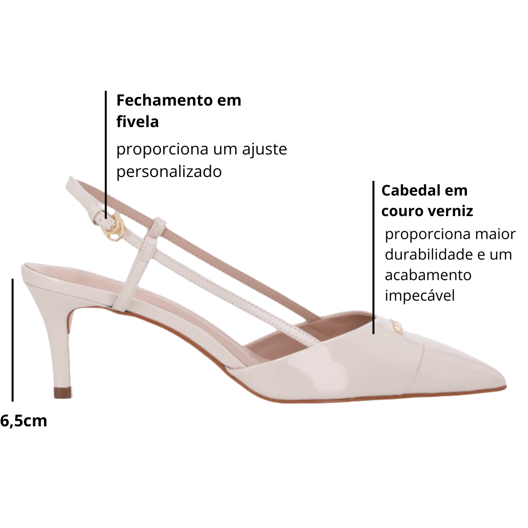 Slingback Luz da Lua Feminino Verona Panna Couro Branco 2