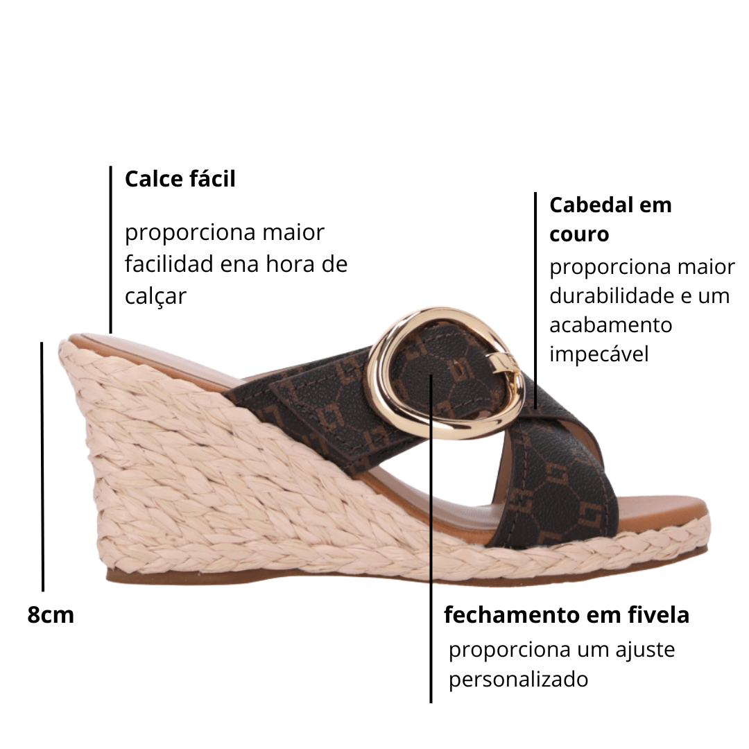 Tamanco Anabela Luz da Lua Feminino Mocca Amendoa Marrom 2