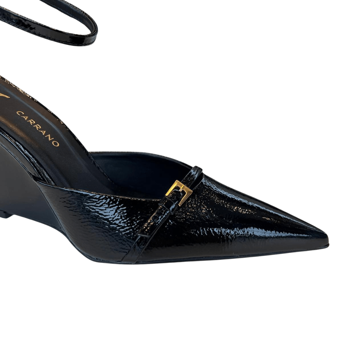Slingback Carrano Feminino Salto Anabeela Black Couro Verniz Preto 2