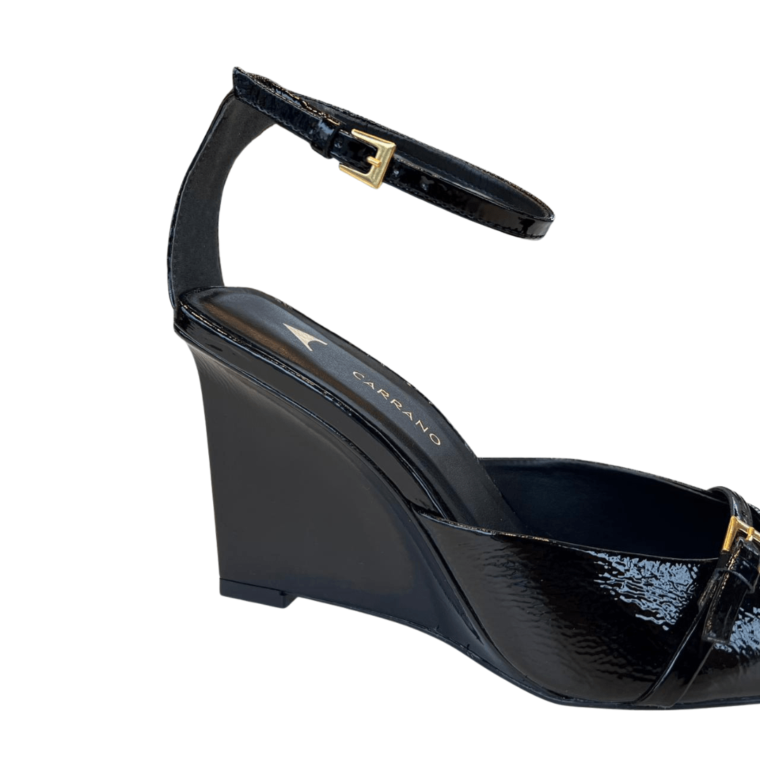 Slingback Carrano Feminino Salto Anabeela Black Couro Verniz Preto 3