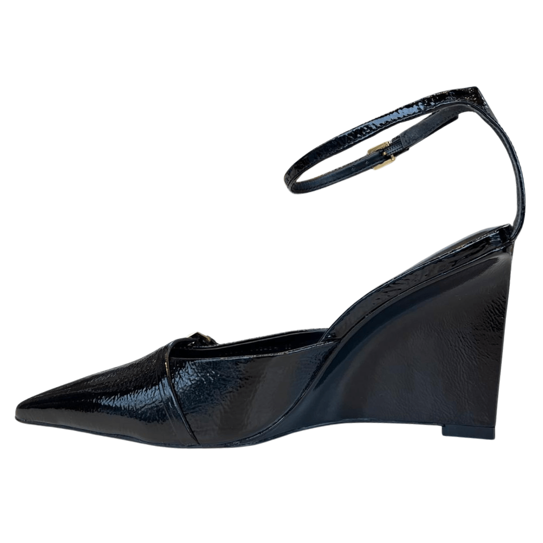 Slingback Carrano Feminino Salto Anabeela Black Couro Verniz Preto 4
