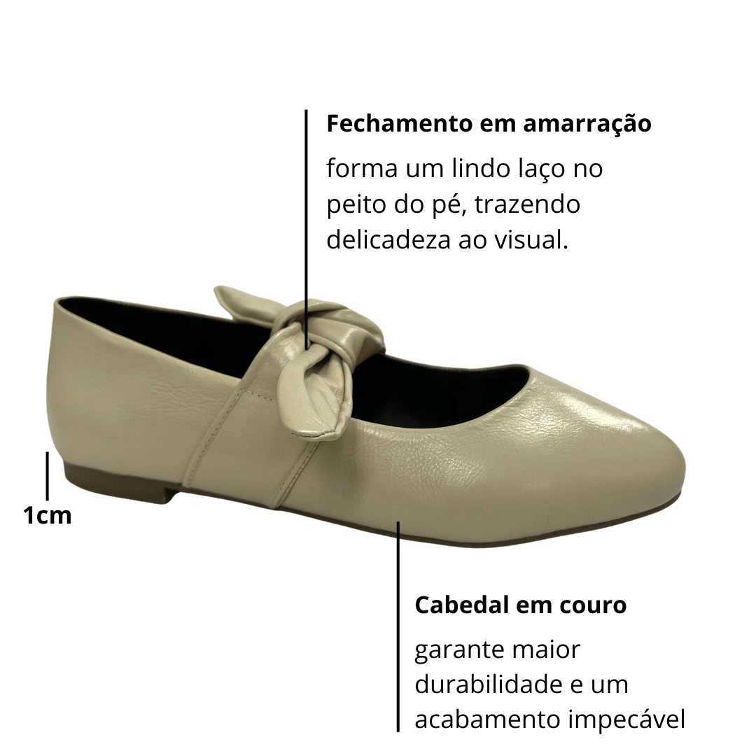 Sapatiha Cecconello Feminino Laço Off White Couro Bege 2