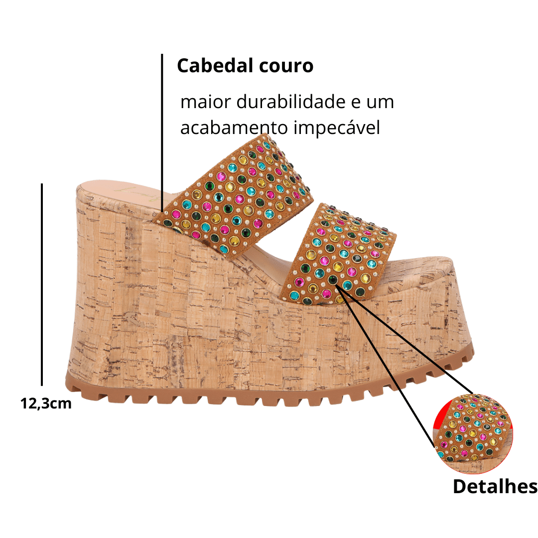 Tamanco Plataforma Luiza Barcelos Feminino Caramelo Couro Caramelo 2
