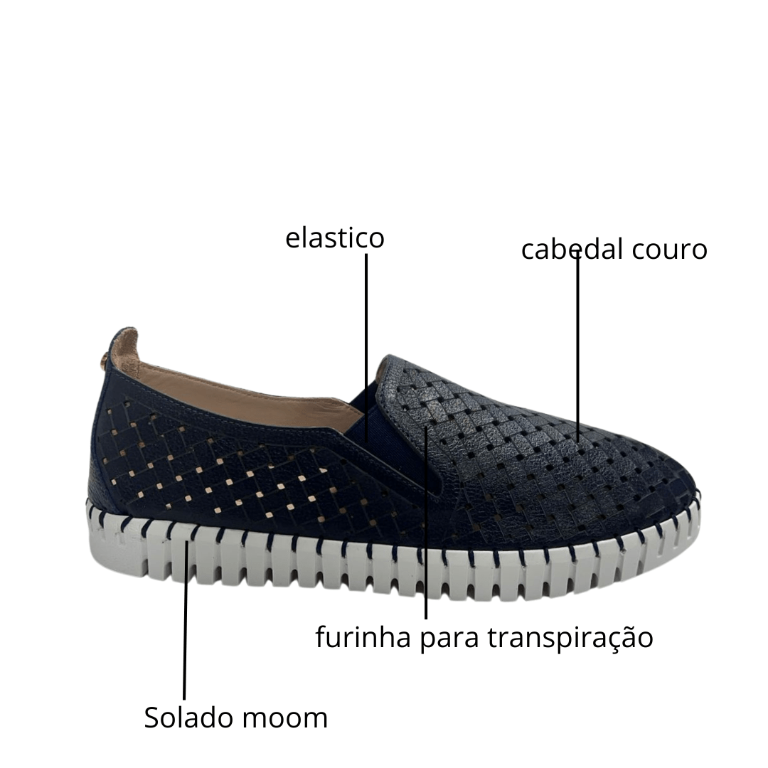 Tênis Luz da Lua Feminino Netuno Couro Azul Marinho 2