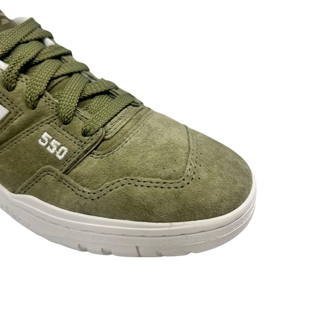 Tênis New Balance Masculino 550 Oliva Couro Camurça Verde 2