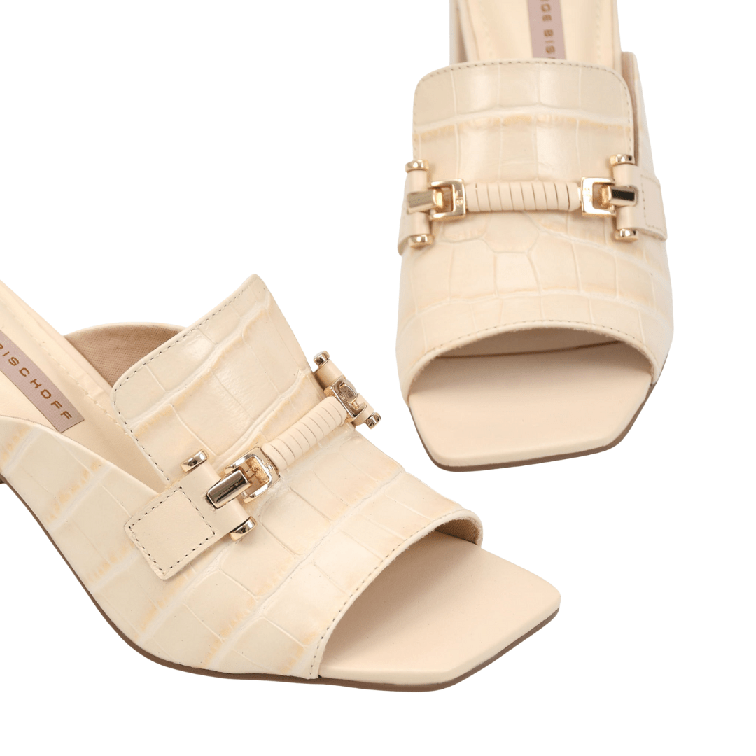 Tamanco Jorge Bischoff Salto Bloco Off White Couro Croco Bege 3
