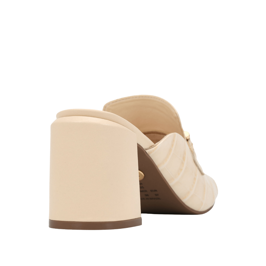 Tamanco Jorge Bischoff Salto Bloco Off White Couro Croco Bege 5