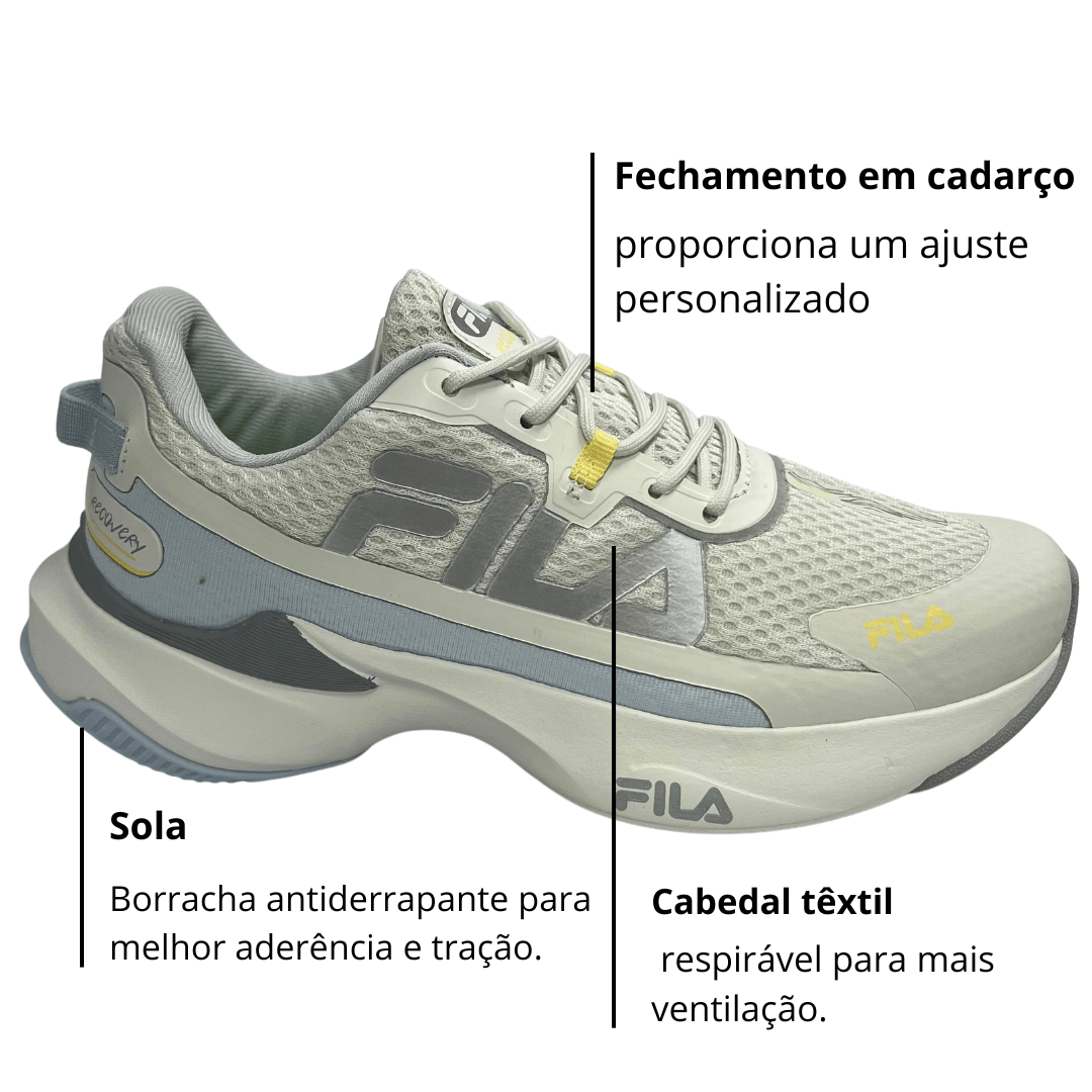 Tênis Fila Feminino Recovery Branco Azul Bebe Amarelo Bege 2