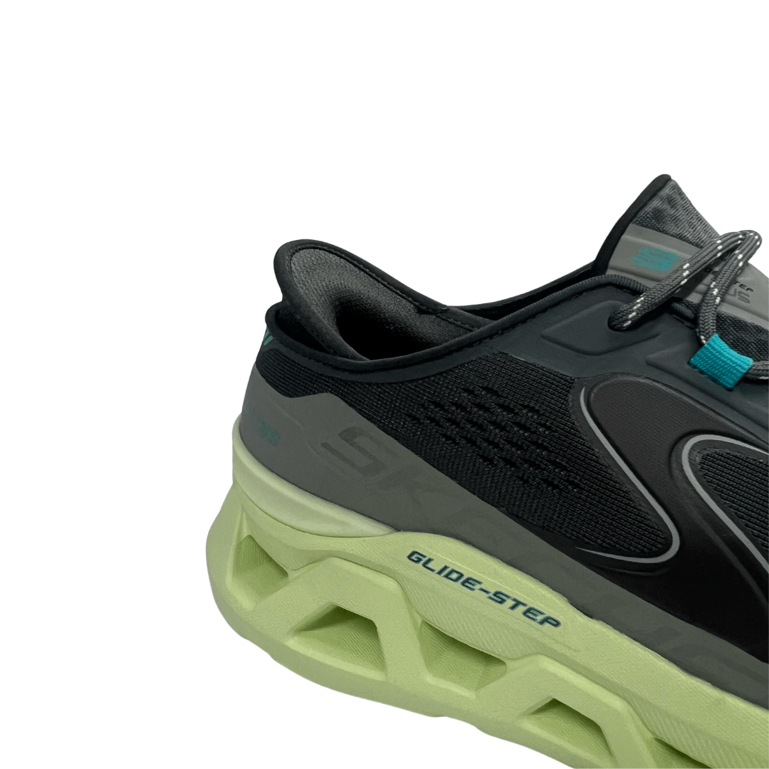 Tênis Skechers Masculino Slip-ins Glide Step Carvão Verde Limão Preto 4
