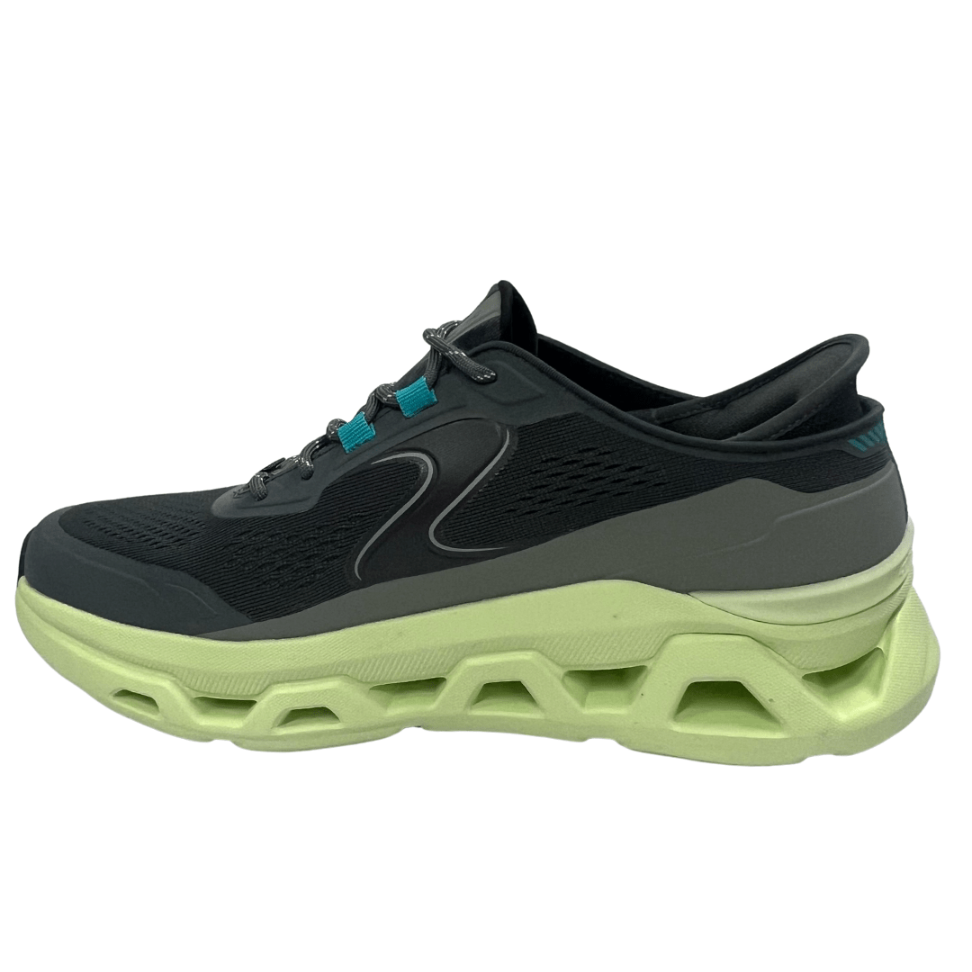 Tênis Skechers Masculino Slip-ins Glide Step Carvão Verde Limão Preto 5