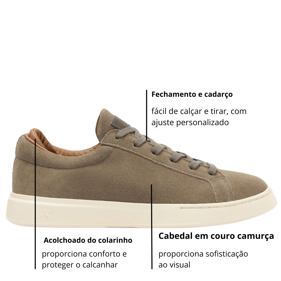 Tênis Reserva Masculino Rufy Cimento Natural Couro Camurça Marrom 3