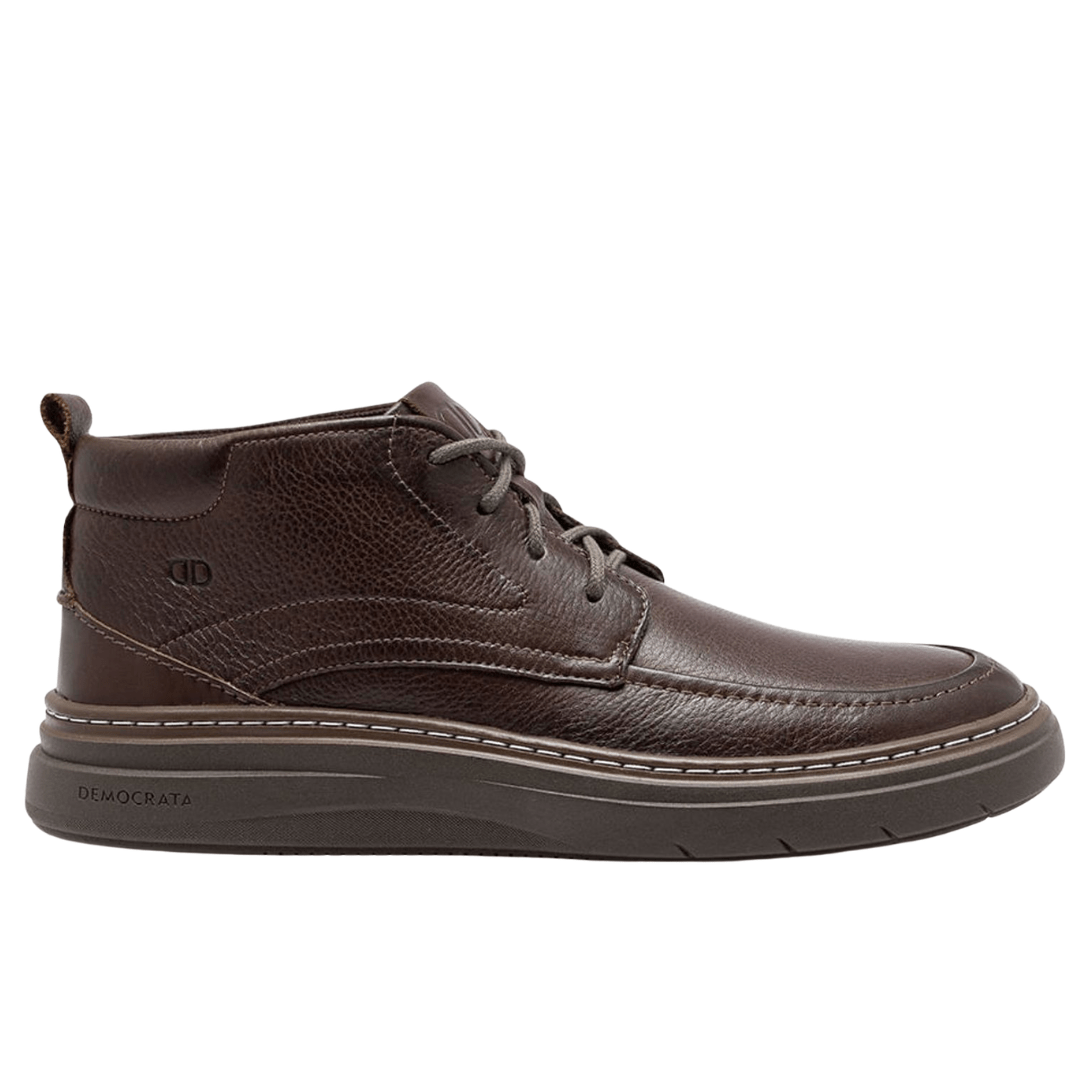 Bota Democrata Grid Masculina Grid Café Tabaco Couro
