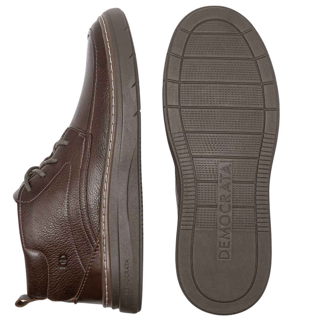 Bota Democrata Grid Masculina Grid Café Tabaco Couro Marrom 4
