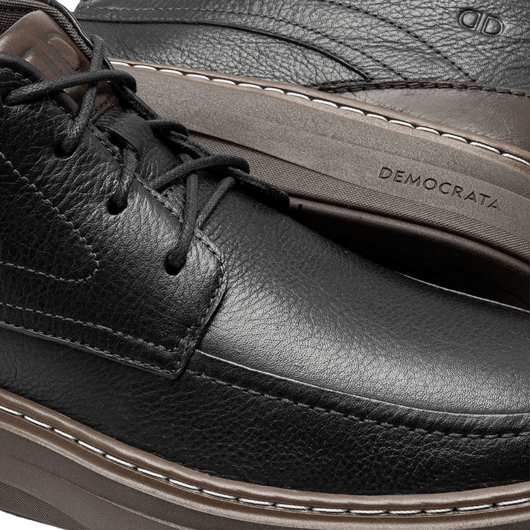 Bota Democrata Grid Masculina Grid Preto Couro Preto 2