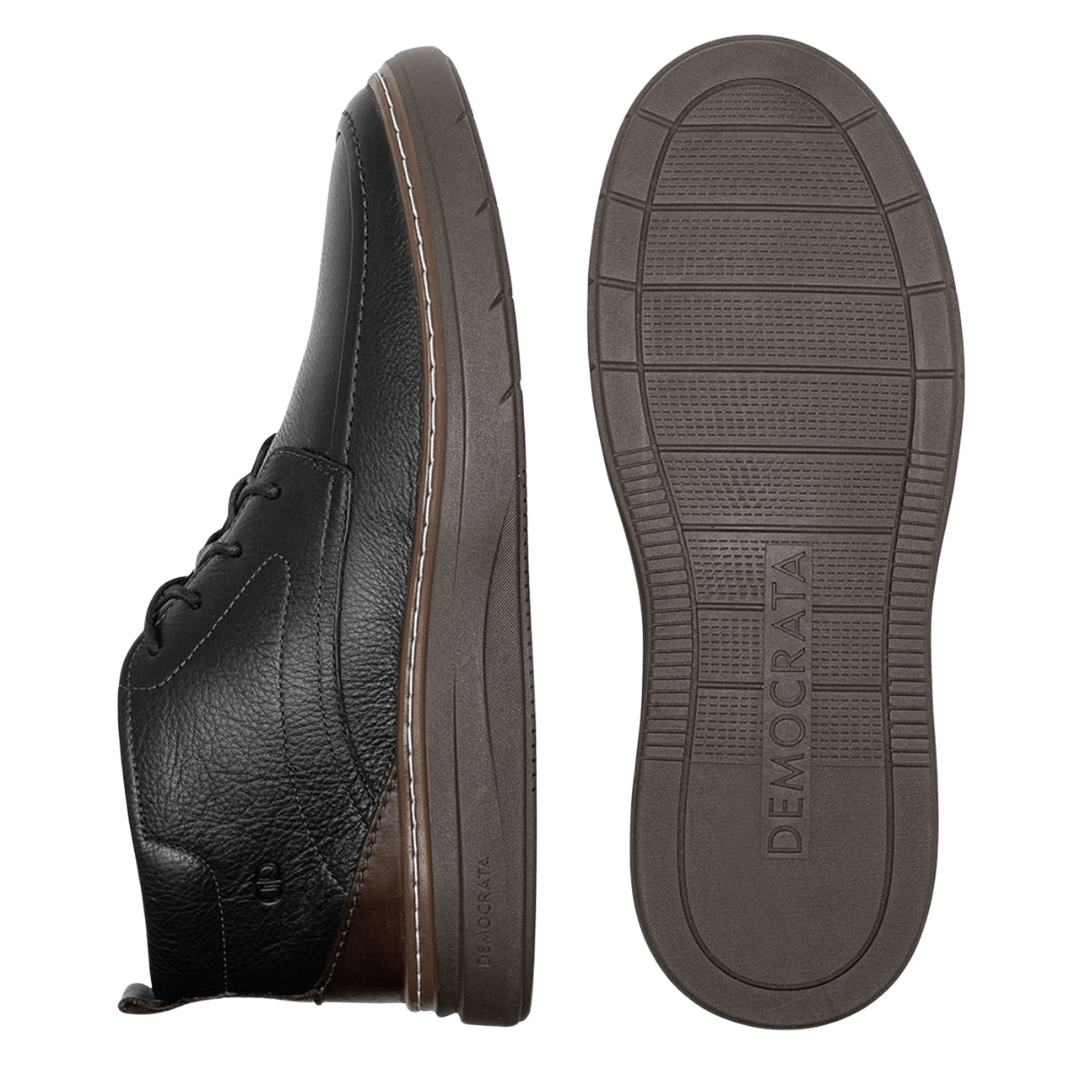 Bota Democrata Grid Masculina Grid Preto Couro Preto 3