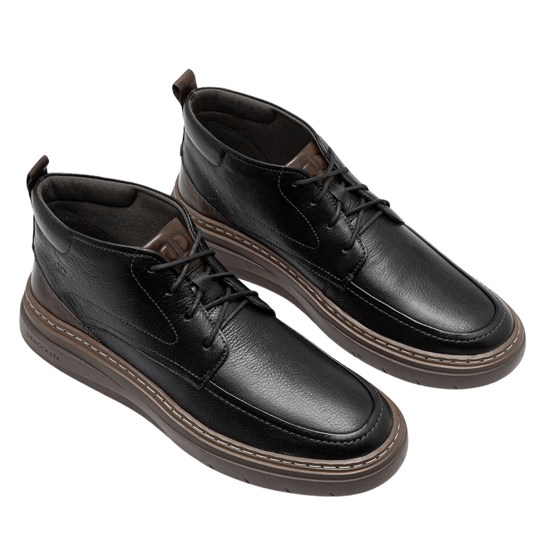 Bota Democrata Grid Masculina Grid Preto Couro Preto 4