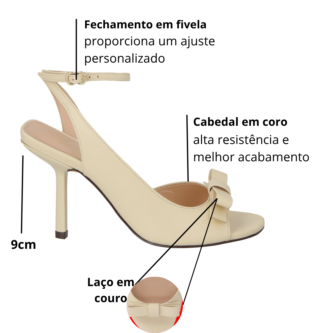 Sandália Luiza Barcelos Feminina Salto Alto Off White Couro Off White 2
