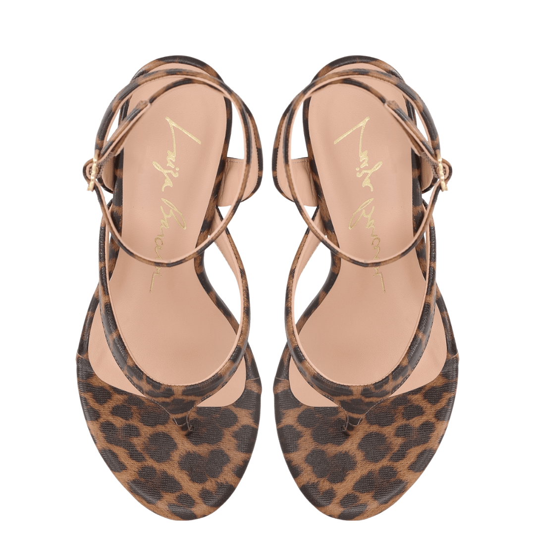 Sandália Luiza Barcelos Feminina Salto Anabela Onça Couro Animal Print 4