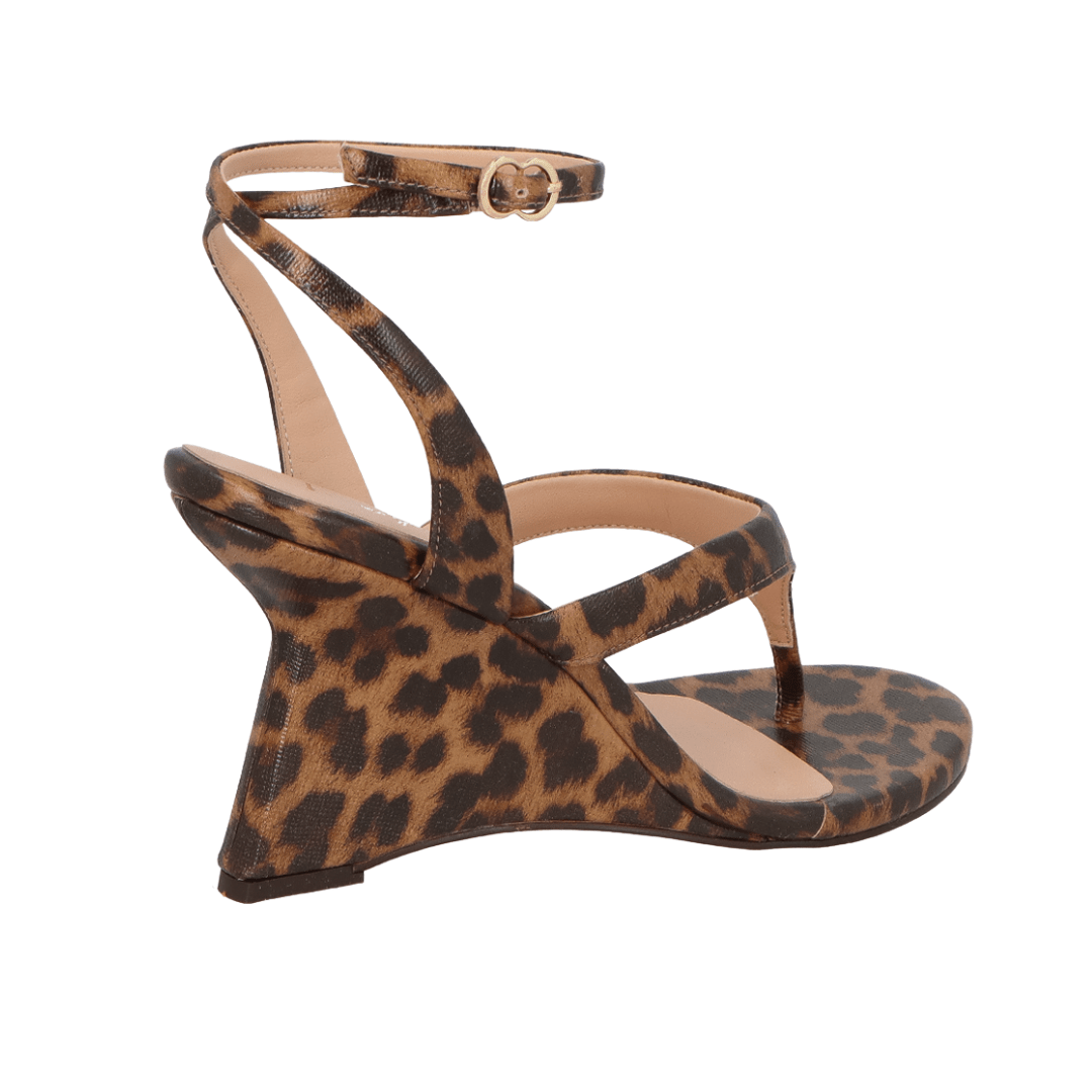 Sandália Luiza Barcelos Feminina Salto Anabela Onça Couro Animal Print 6