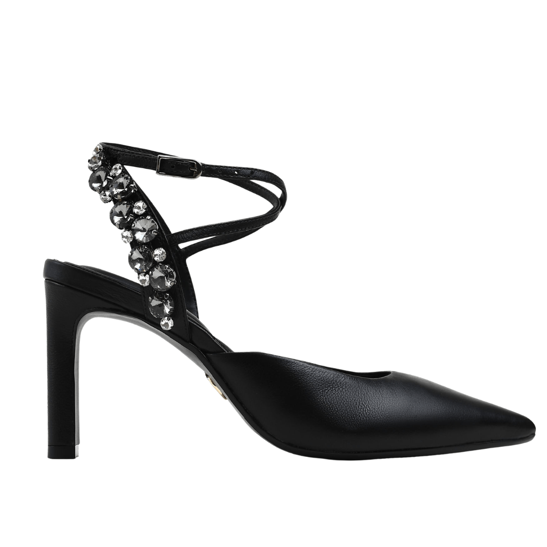 Slingback Jorge Bischoff Feminino Salto Alto Preto Couro