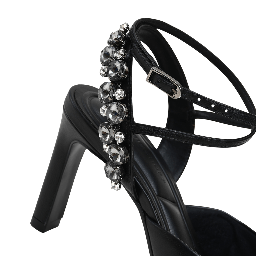 Slingback Jorge Bischoff Feminino Salto Alto Preto Couro Preto 4