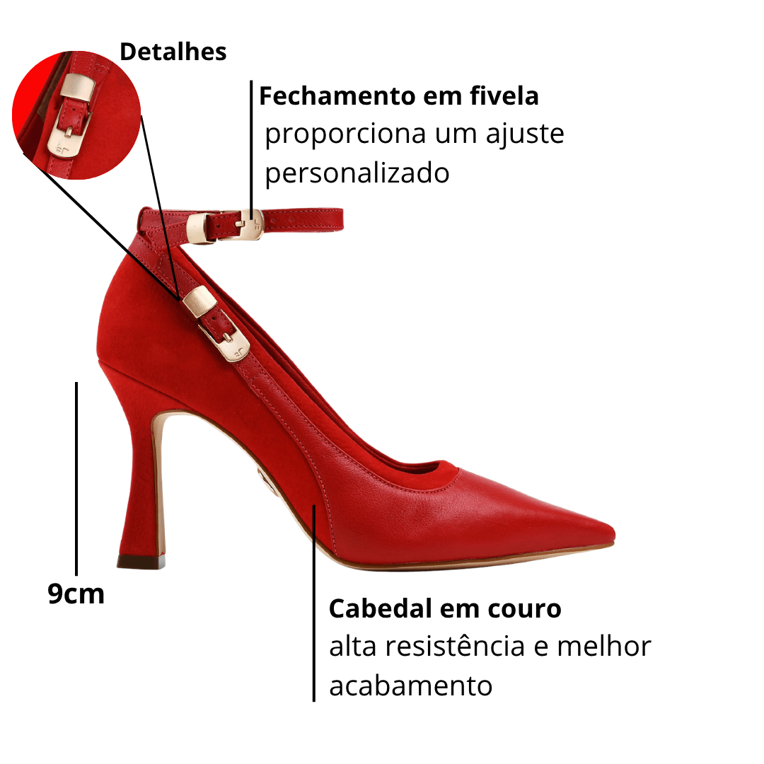Scarpin Jorge Bischoff Feminino Salto Alto Vermelho Couro Vermelho 2