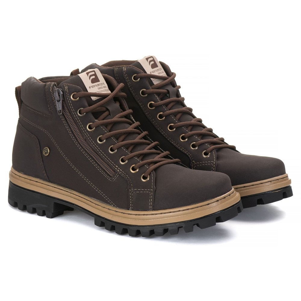 Bota Coturno Adventure Masculino Sola Tratorada Trilha Motoqueiro Leve Cadarco Ziper Estilo Conforto
