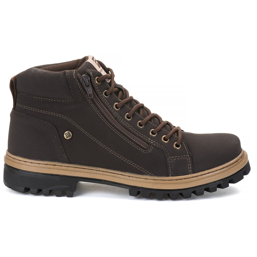 Bota Coturno Adventure Masculino Sola Tratorada Trilha Motoqueiro Leve Cadarco Ziper Estilo Conforto Marrom 4