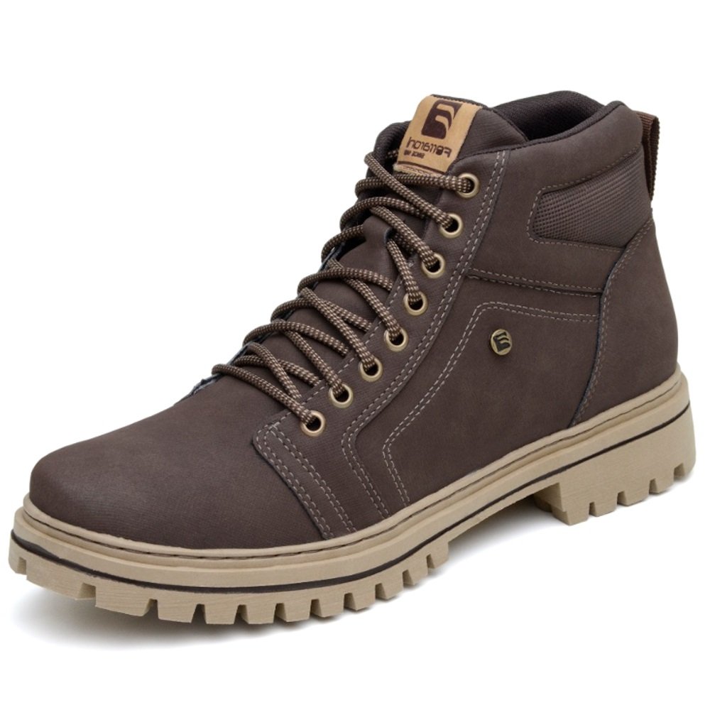 Bota Coturno Ferraroni Moda Casual Trabalho Trilha Motoqueiro Cano Medio Sola Tratorada Leve Homem Fashion