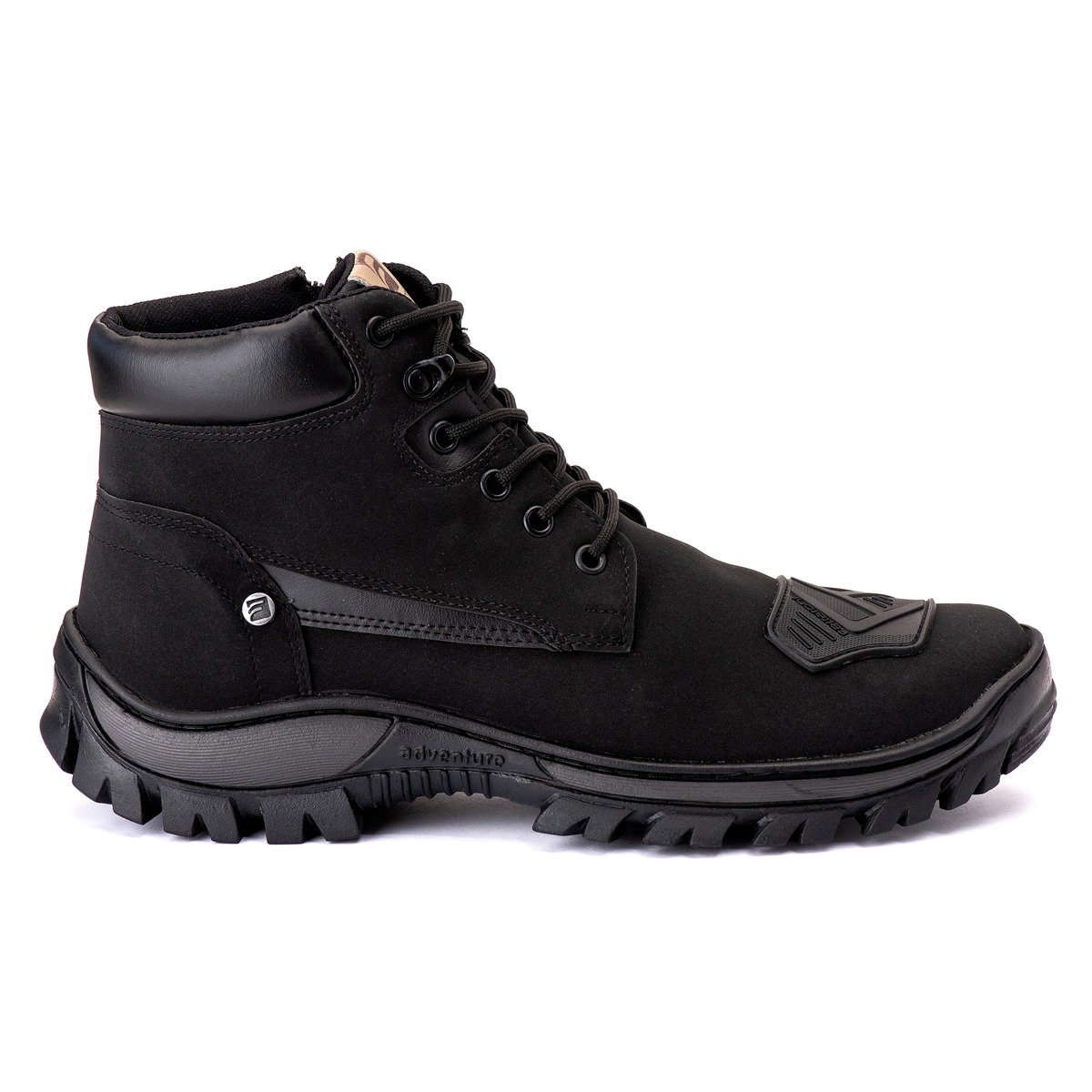 Bota Coturno Adventure Moda Casual Dia Dia Masculina Cano Medio Cadarco Sola Tratorada Emborrachada Preto 3