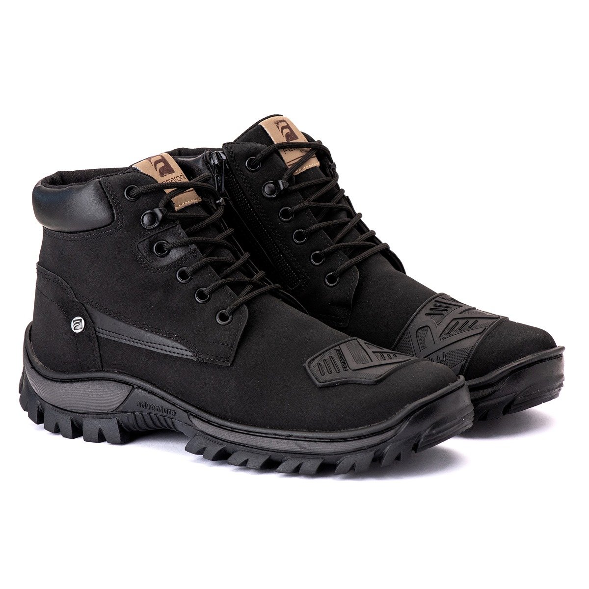 Bota Coturno Adventure Moda Casual Dia Dia Masculina Cano Medio Cadarco Sola Tratorada Emborrachada Preto 4