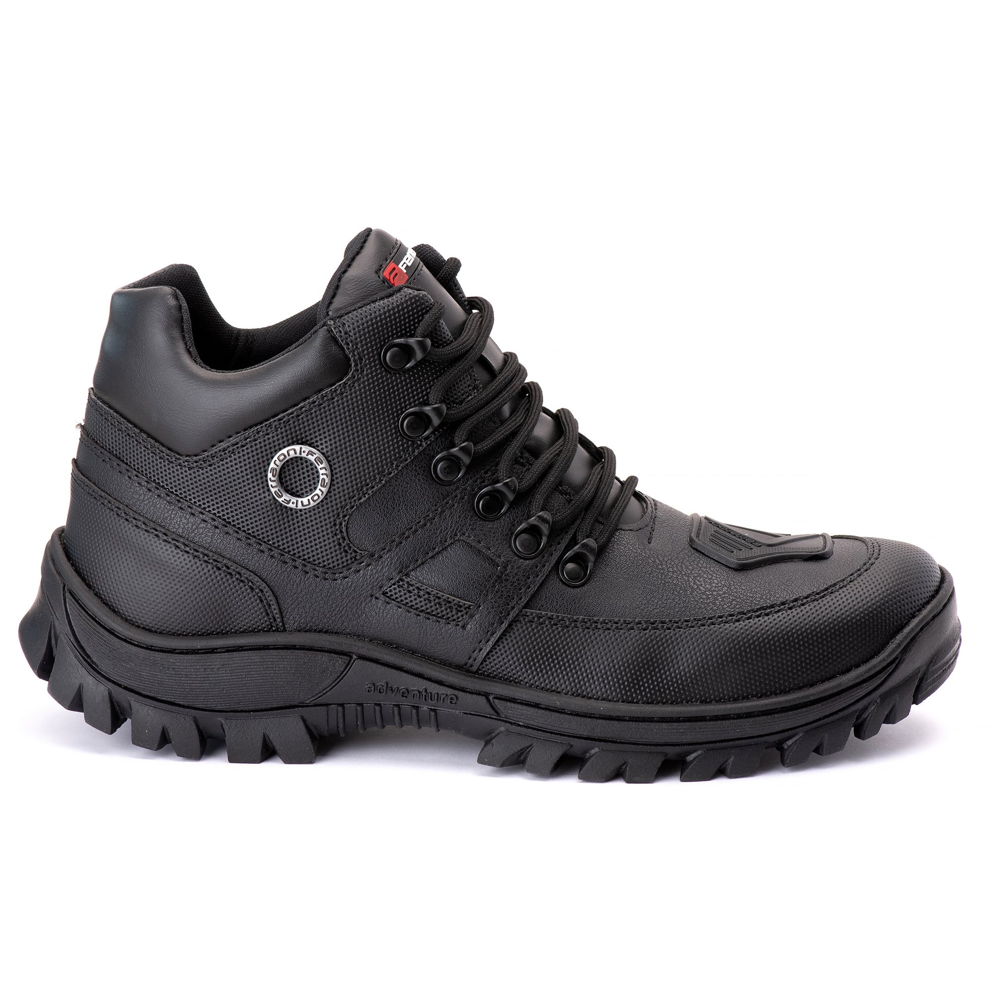 Bota Coturno Motociclista Sola Tratorada Estilo Conforto Moda Casual Masculino Cano Curto Cadarco Preto 2