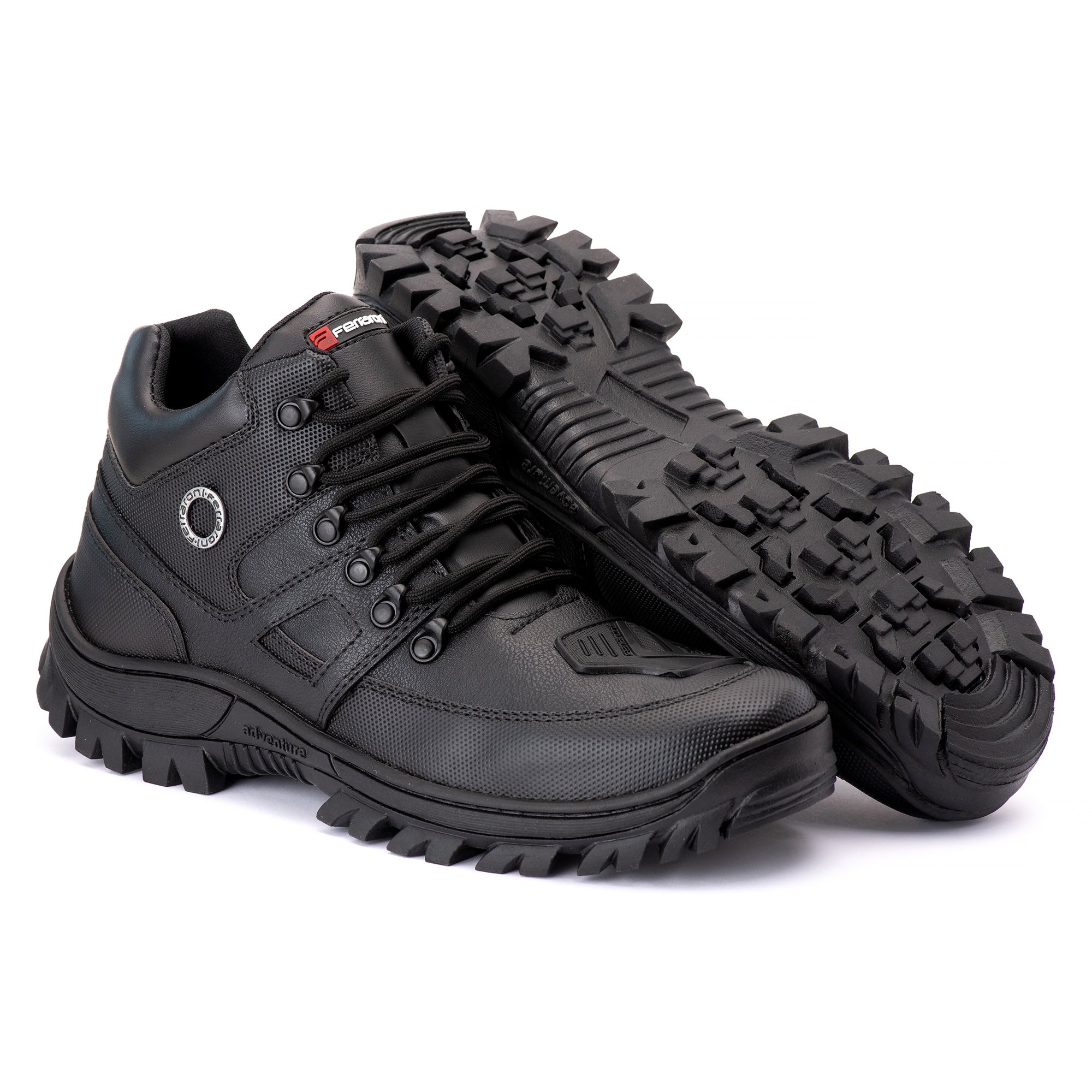 Bota Coturno Motociclista Sola Tratorada Estilo Conforto Moda Casual Masculino Cano Curto Cadarco Preto 3