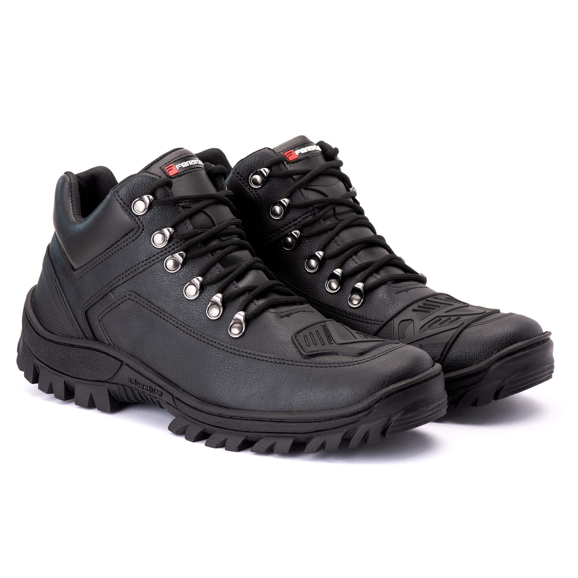 Bota Coturno Motoqueiro Ferraroni Com Cadarco Preto 3