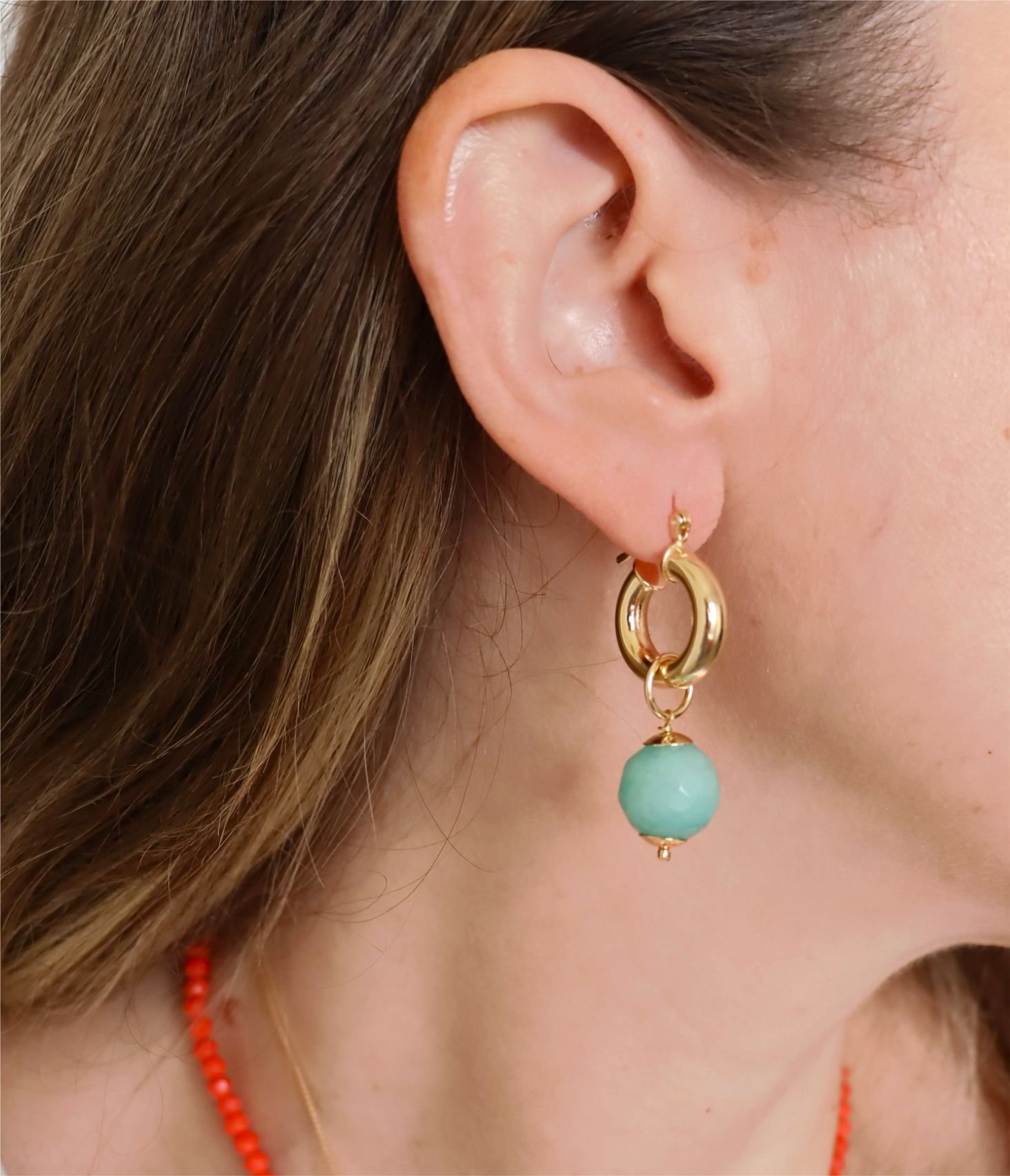 Brinco Alegria - jade e banho de ouro 18k Ouro 2