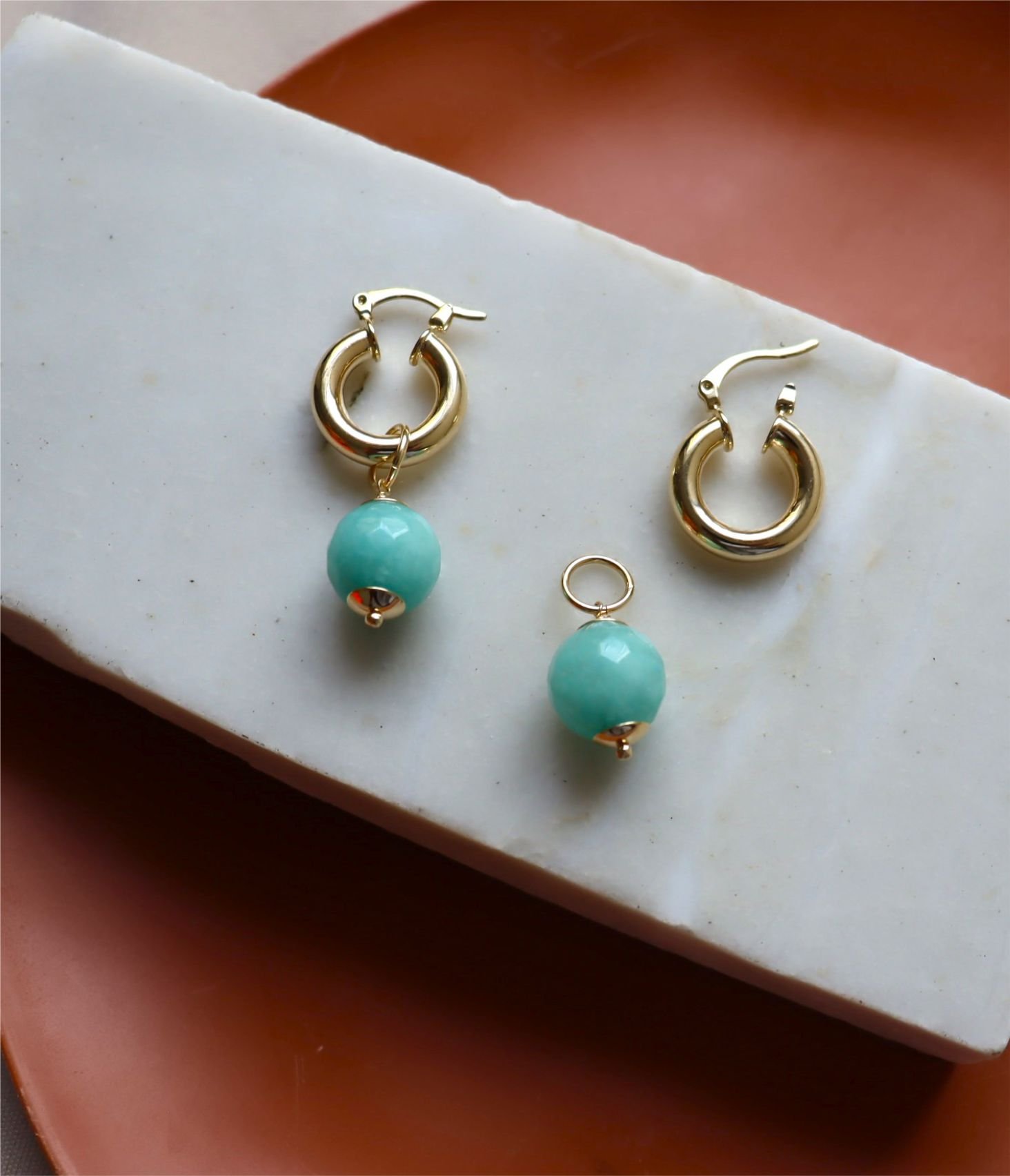 Brinco Alegria - jade e banho de ouro 18k Ouro 3